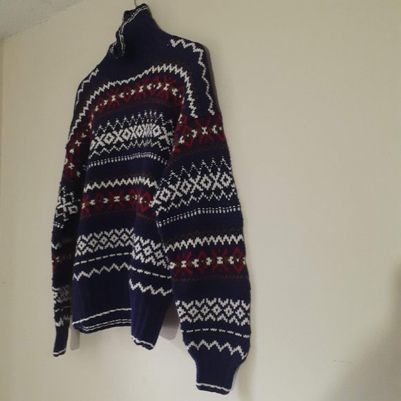 BEAVER CANOE handknit CHUNKY HEAVY BULKY TURTLENECK OVERSIZED SWEATER,M measured - Picture 2 of 5